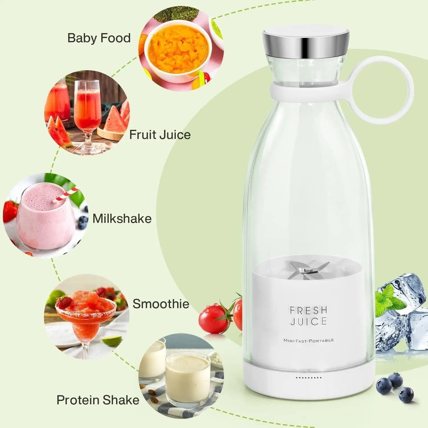 Portable Mini Juice Blender – USB Rechargeable Travel Blender for Smoothies & Shakes